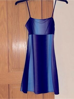 Diva Blue Slip Dress with Spaghetti Straps empire waist armpit to armpit 13-14”